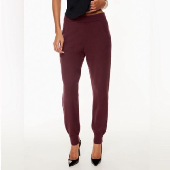 Babaton Pants - Aritzia Babaton Rodin Burgundy Knit Jogger XL